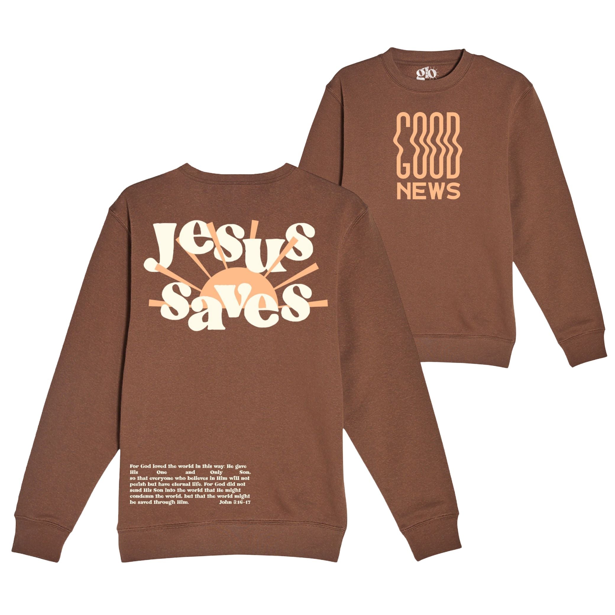 Jesus Saves Crewneck Sweatshirt - Chestnut | GLO