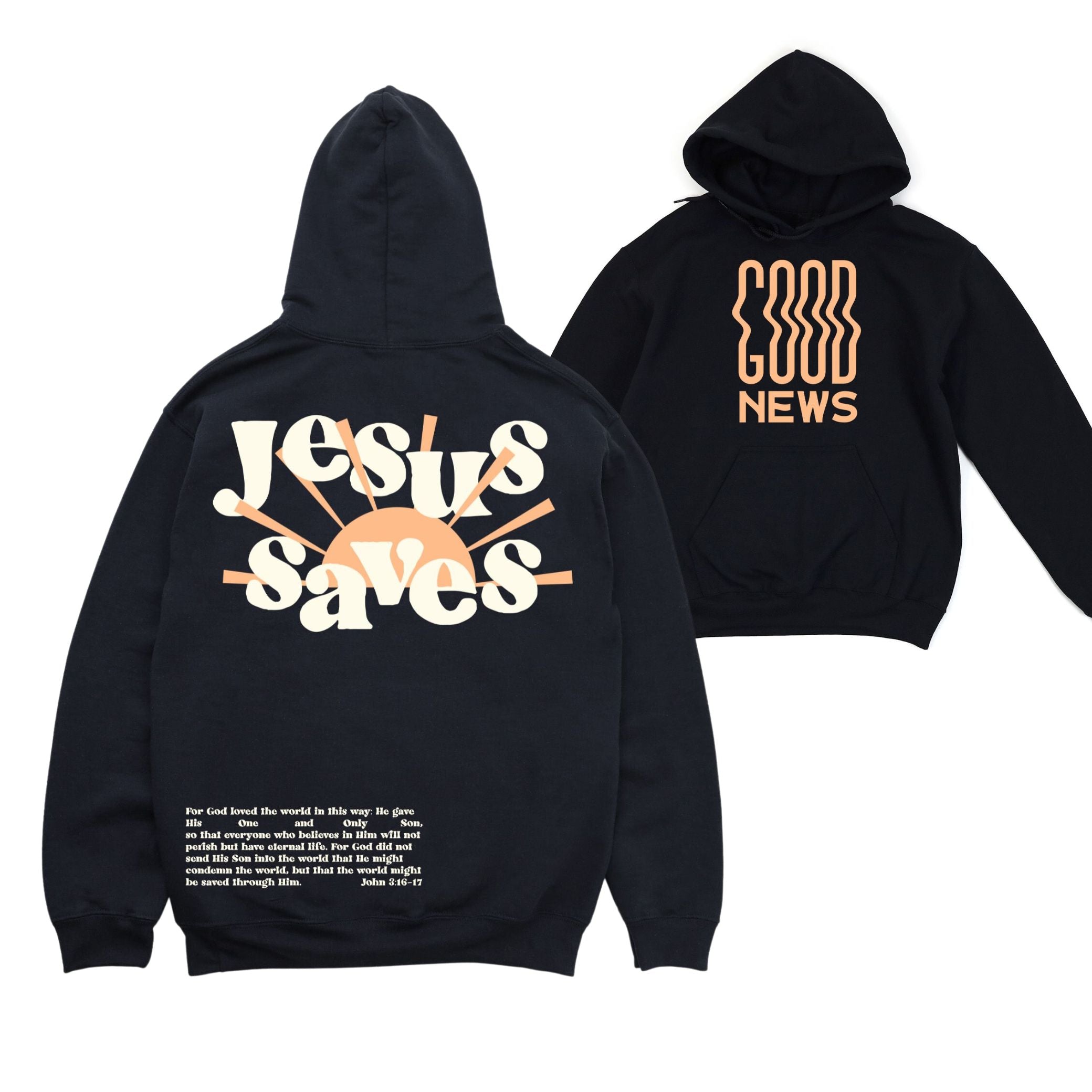 Jesus Saves Pullover Hoodie Black GLO